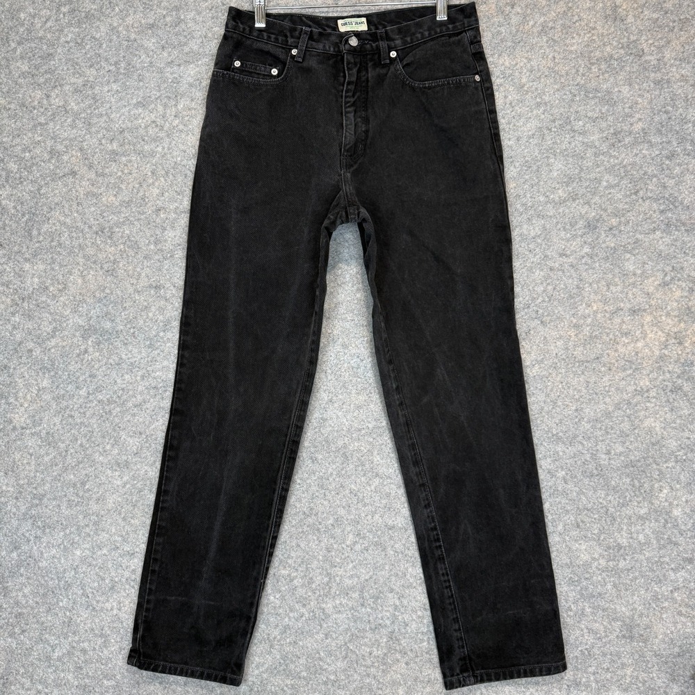 Vintage Guess Jeans Mens 32 (fits 30x30) Black Denim Straight Leg Pants 90s USA